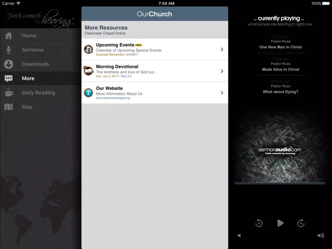 Capturas de tela do Clearcreek Chapel iPad 