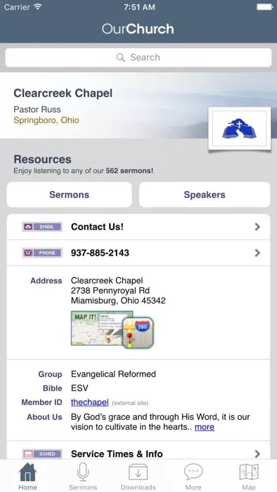 Capturas de tela do Clearcreek Chapel