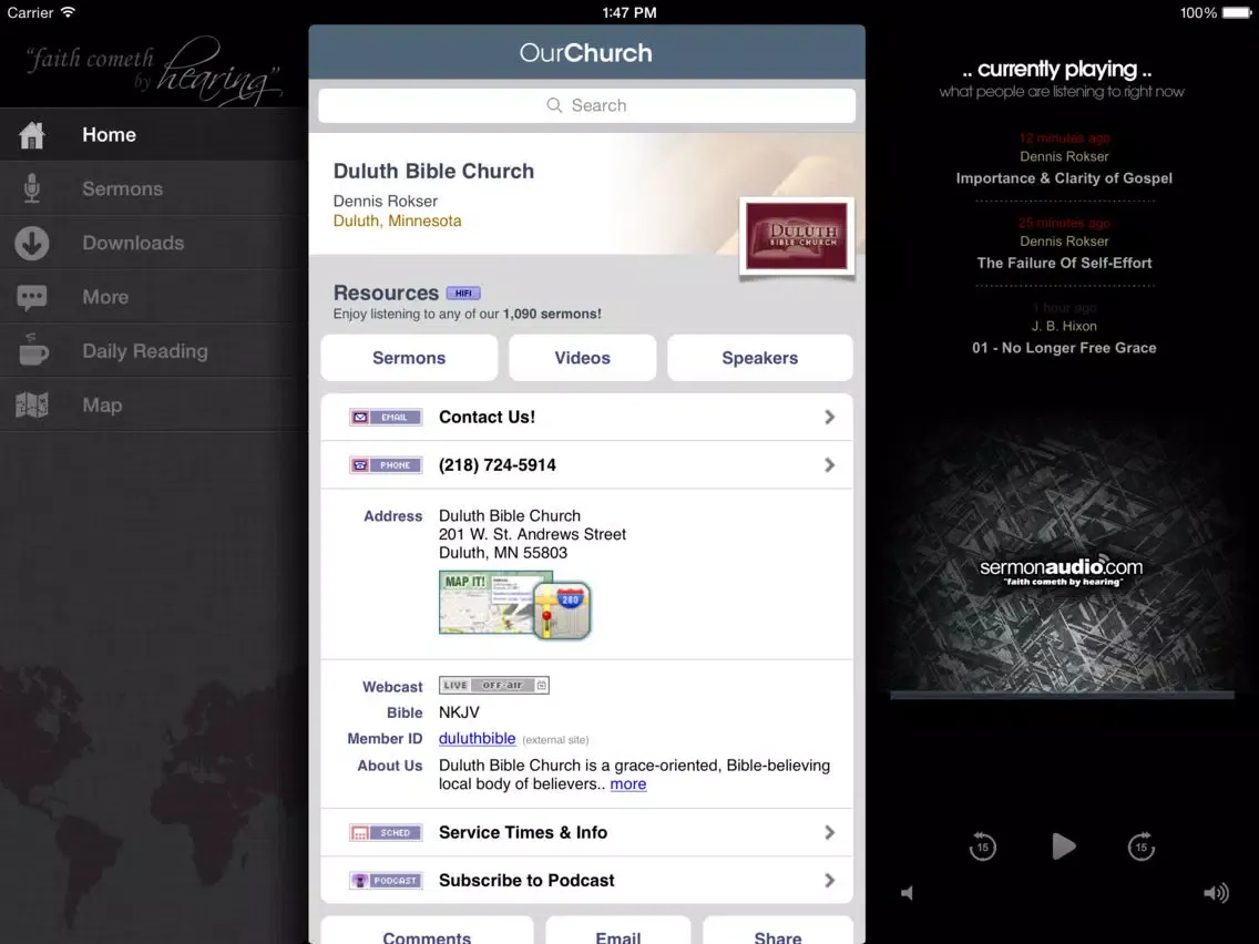 Capturas de pantalla de Duluth Bible Church iPad 