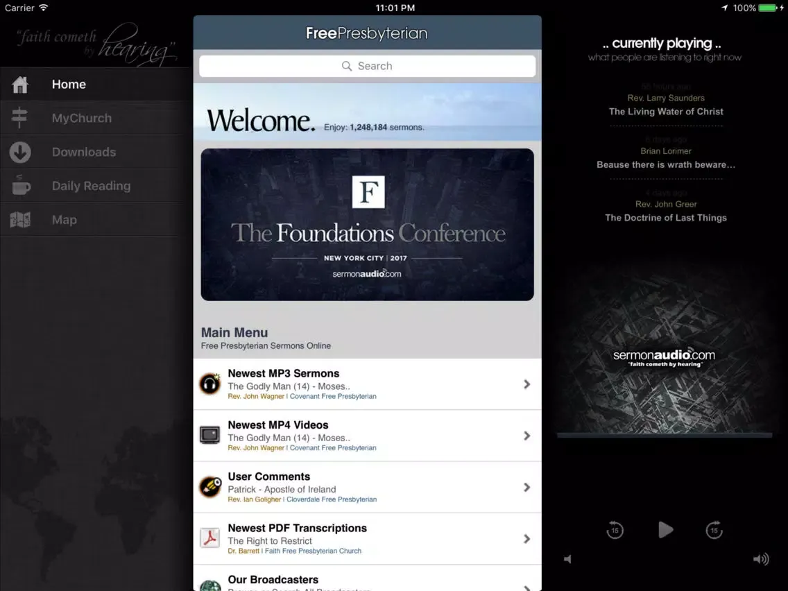 Capturas de tela do Free Presbyterian Church iPad 