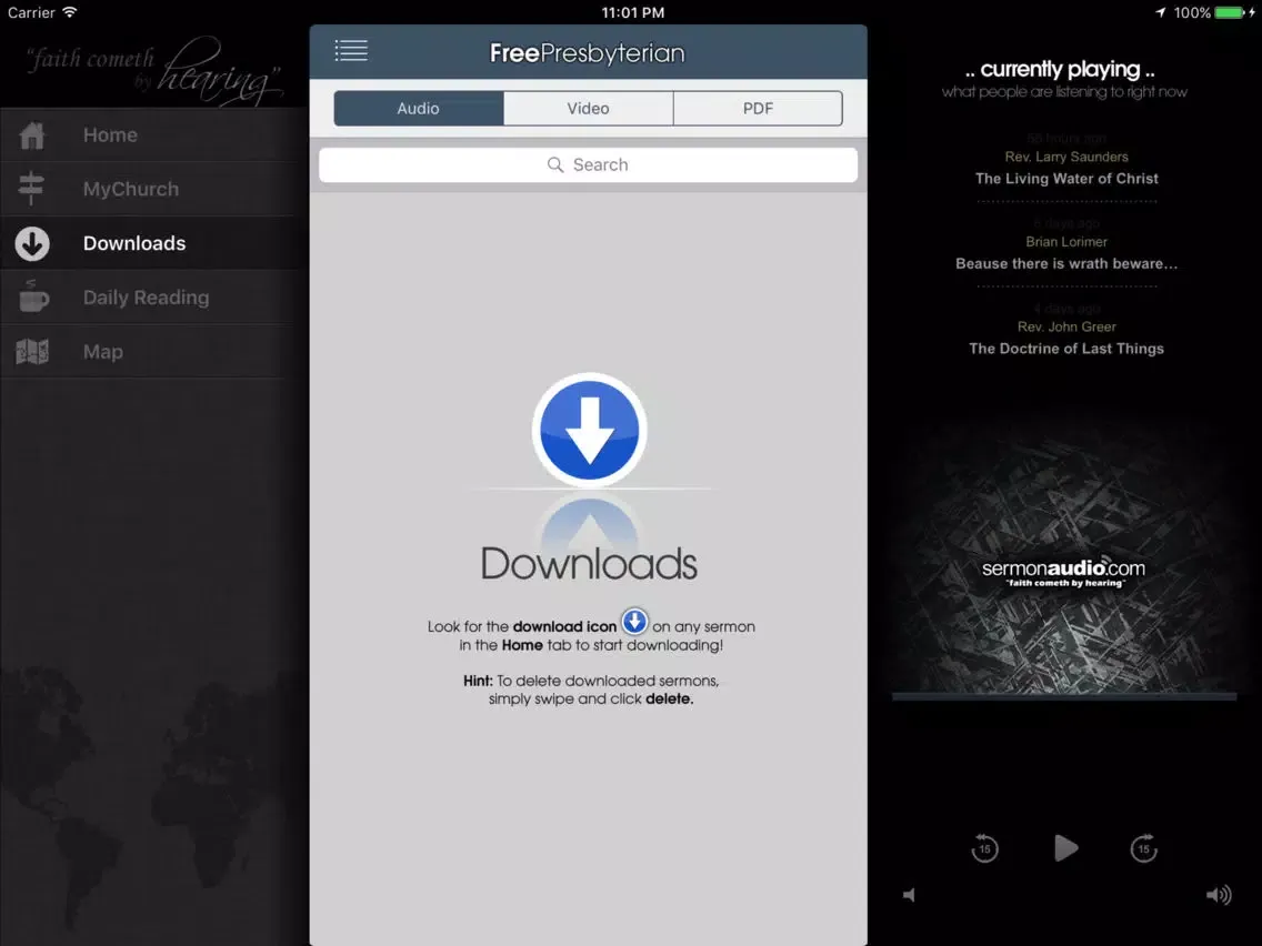 Capturas de tela do Free Presbyterian Church iPad 