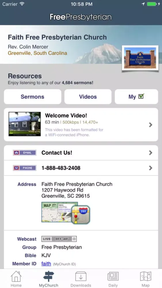 Capturas de tela do Free Presbyterian Church