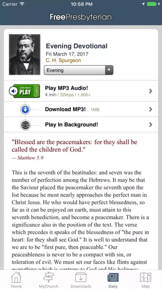 Capturas de tela do Free Presbyterian Church