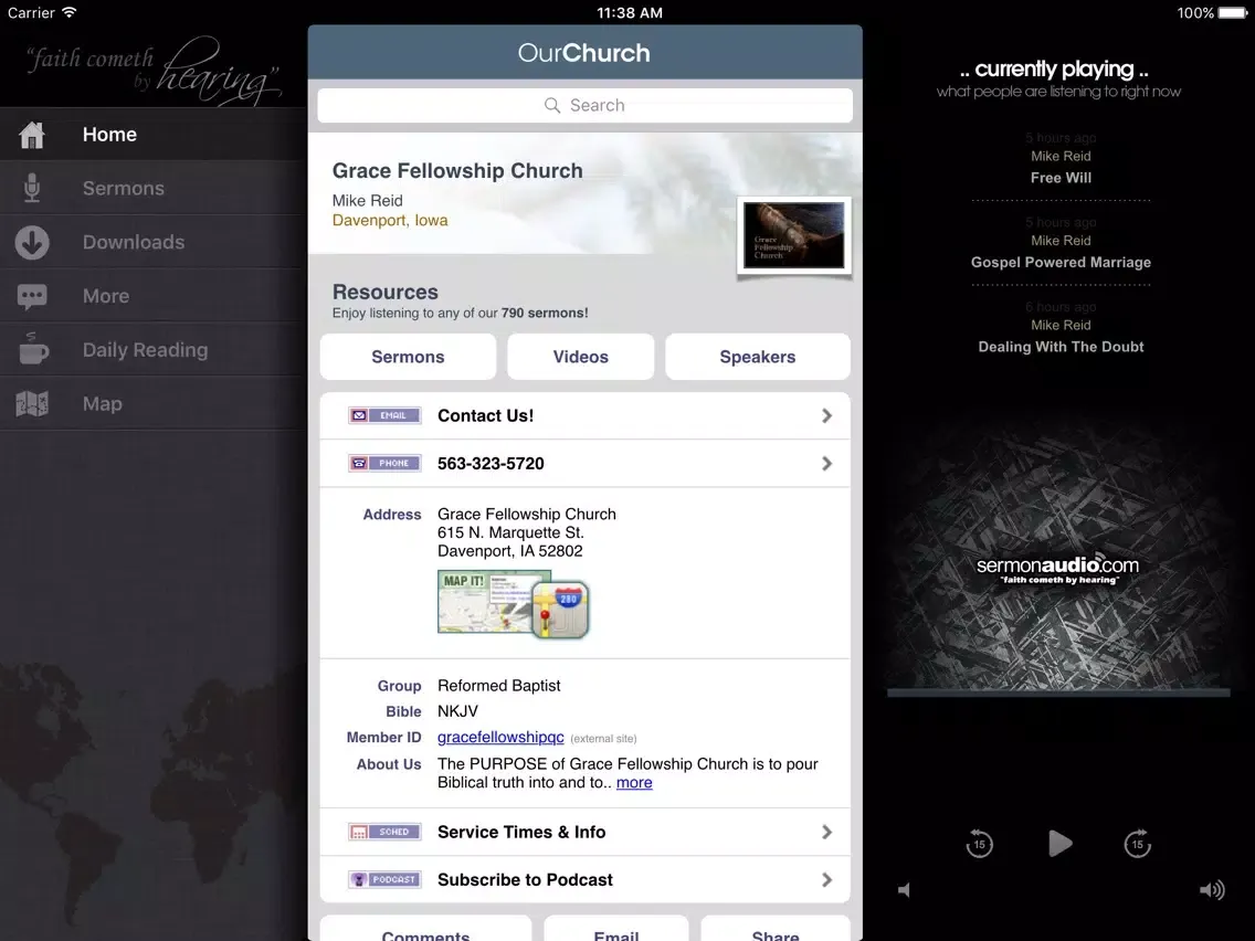 Ảnh chụp màn hình của Grace Fellowship Church - Davenport, Iowa iPad 