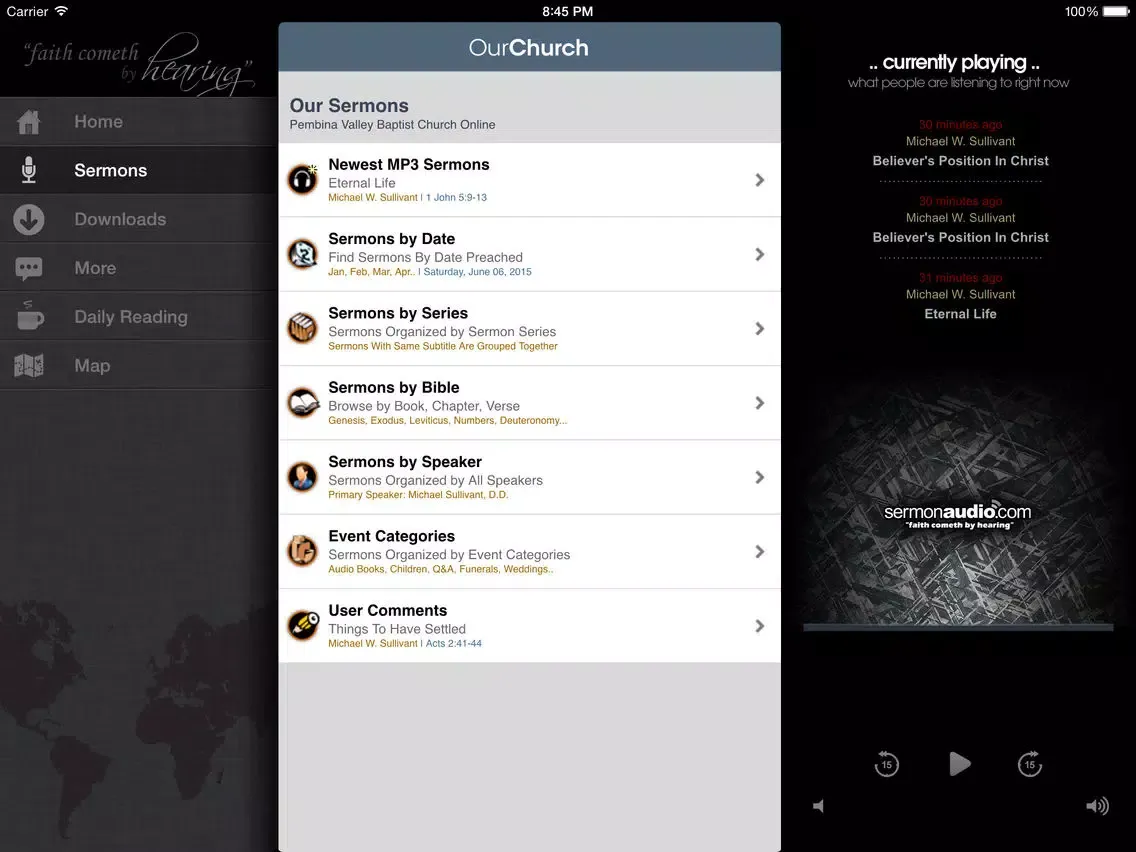 ภาพหน้าจอของ Pembina Valley Baptist Church iPad 