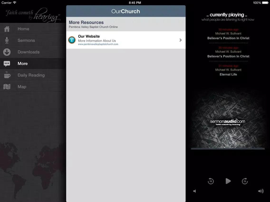 ภาพหน้าจอของ Pembina Valley Baptist Church iPad 