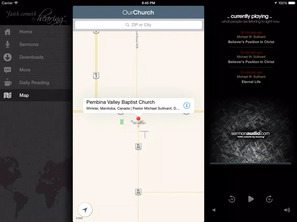 ภาพหน้าจอของ Pembina Valley Baptist Church iPad 