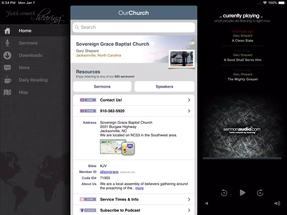 Sovereign Grace Jacksonville iPad  스크린샷