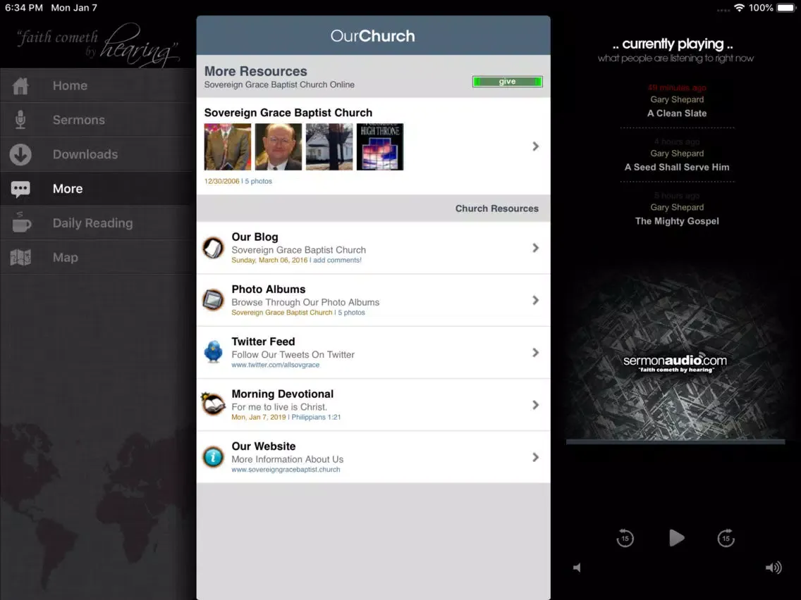 Sovereign Grace Jacksonville iPad  스크린샷
