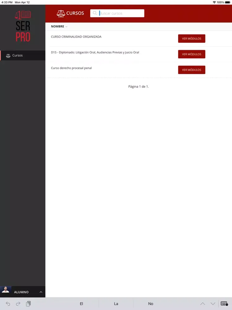 Zrzuty ekranu Aula Virtual - SERPRO iPad 
