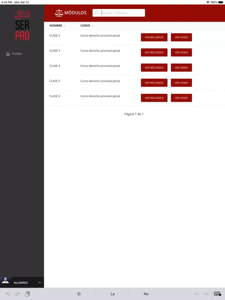 Zrzuty ekranu Aula Virtual - SERPRO iPad 