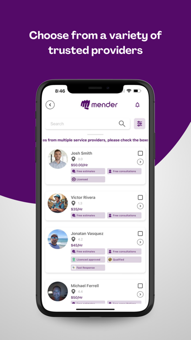 Tangkapan layar Mender App