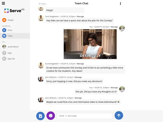 HuddleUp - Ministry Chat iPad 应用截图