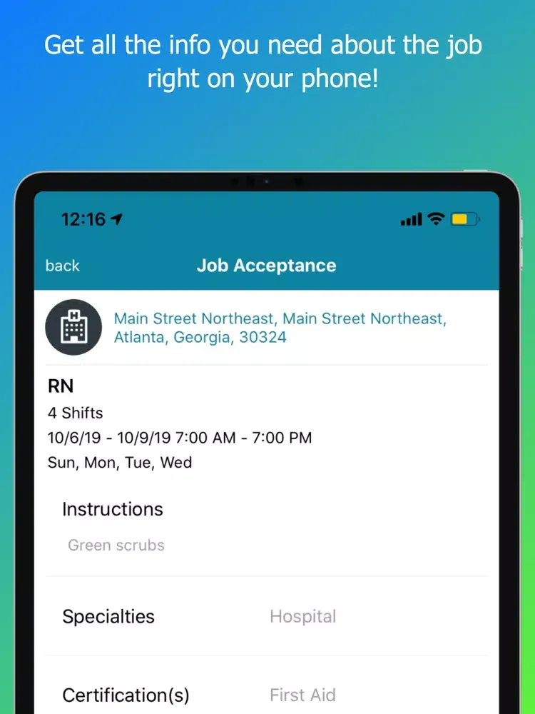 Alto Health Care Staffing iPad  Screenshots