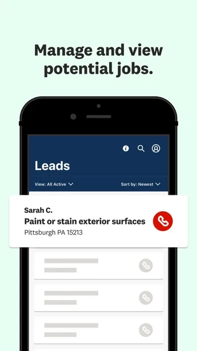 ภาพหน้าจอของ Angi Pro Leads