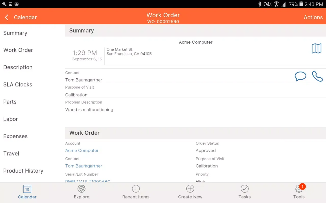 Capturas de tela do ServiceMax Field Service Win17