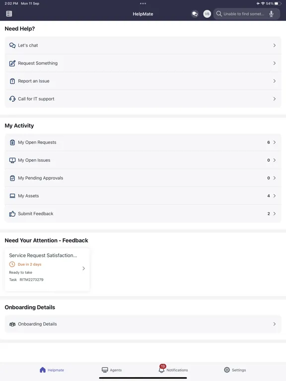 Capturas de tela do Genpact Hub iPad 
