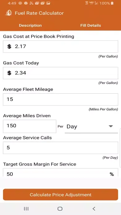 Fuel Price Adjustment Calculat 스크린샷