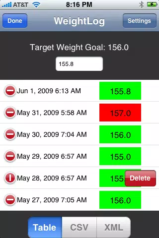 Weight Log Simple سکرین شاٹس