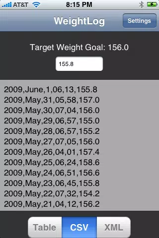 Weight Log Simple سکرین شاٹس