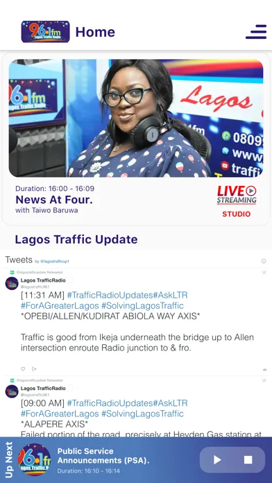 Lagos Traffic Radio 96.1 FM Screenshots