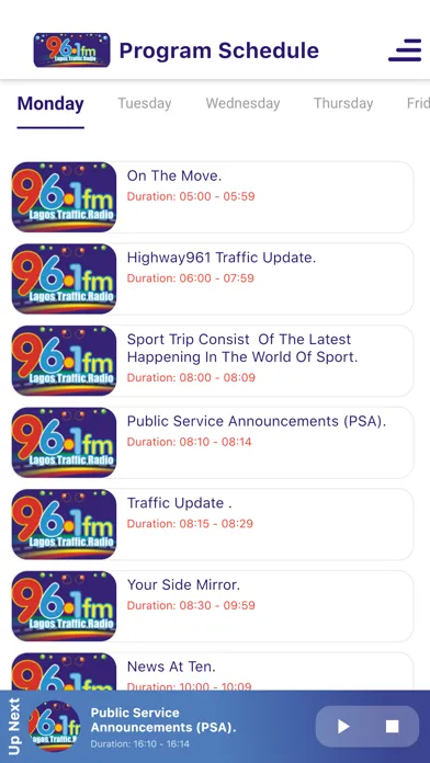 Lagos Traffic Radio 96.1 FM Screenshots