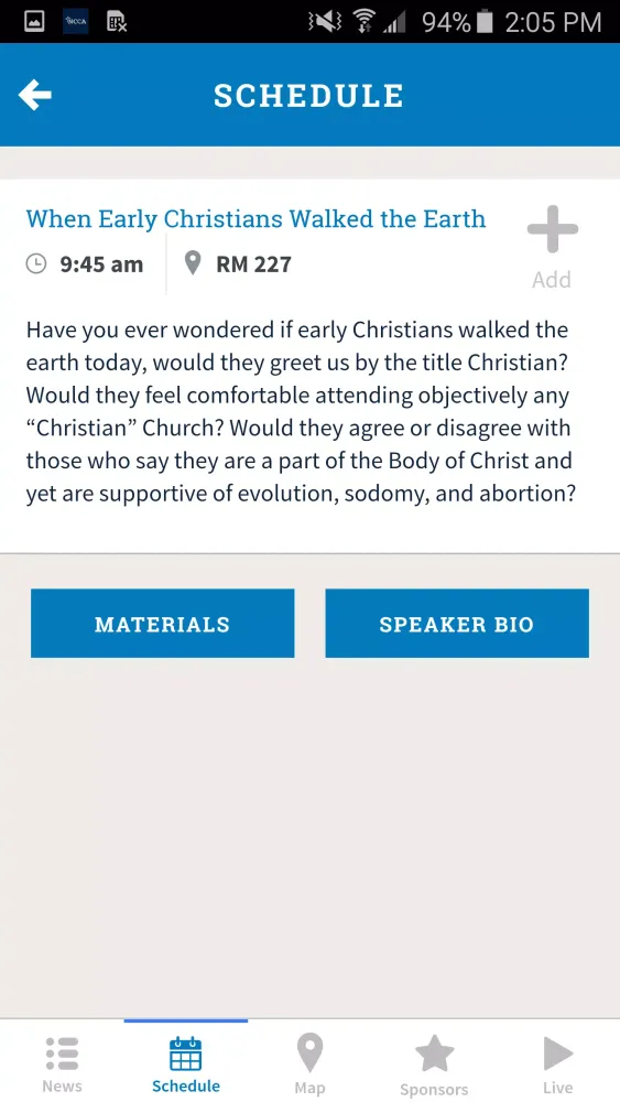 NCCA 2016 App Screenshots