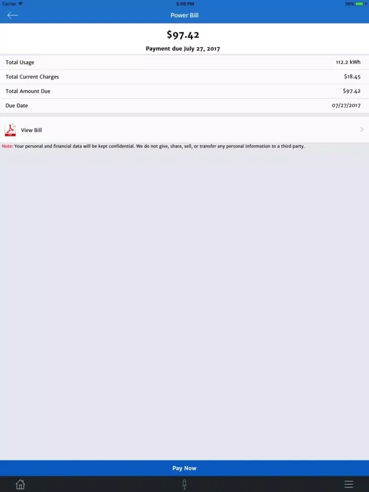 SFPUC My Account – Power iPad  Screenshots