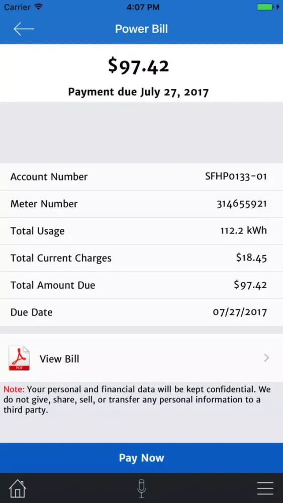 SFPUC My Account – Power Screenshots