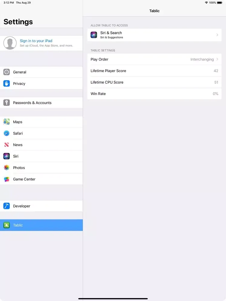 Tangkapan layar Tablic Lite iPad 