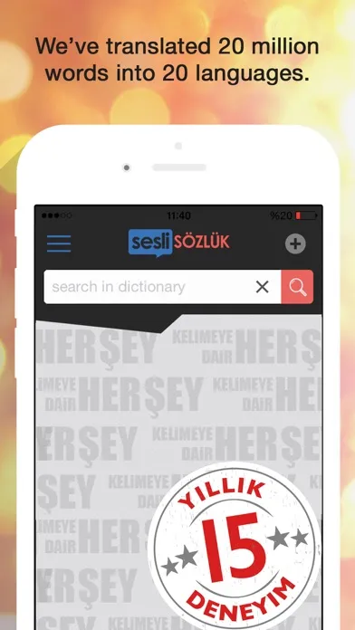 Captures d'écran de Sesli Sozluk Dictionary