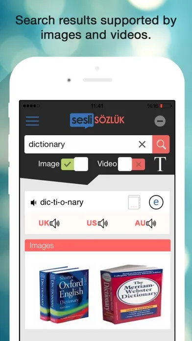 Captures d'écran de Sesli Sozluk Dictionary