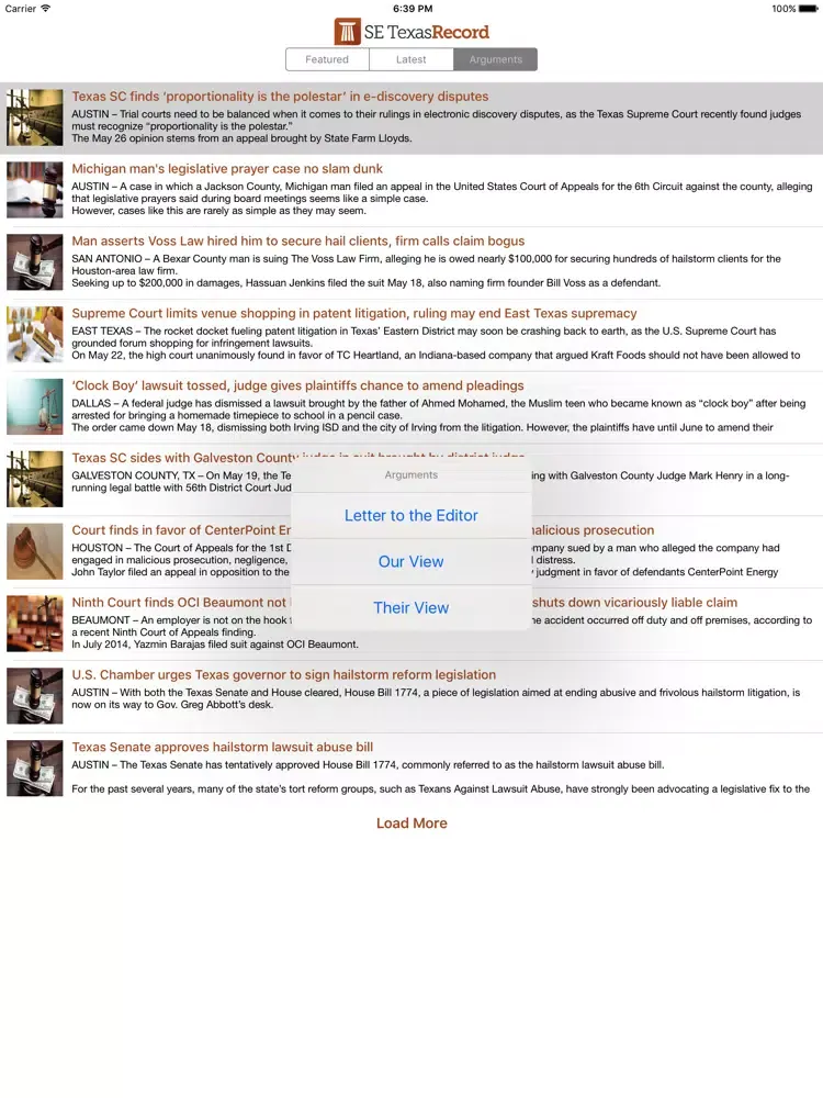 Ảnh chụp màn hình của SE Texas Record iPad 