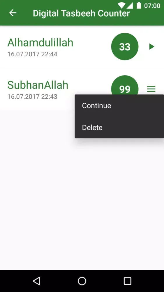 Digital Tasbeeh Counter Screenshots