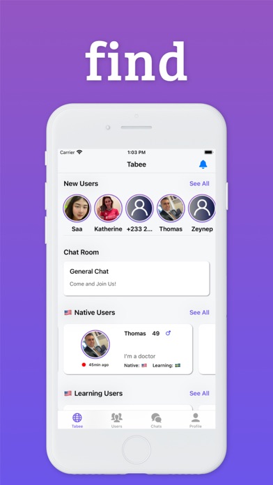 Tabee – Language Exchange Chat应用截图