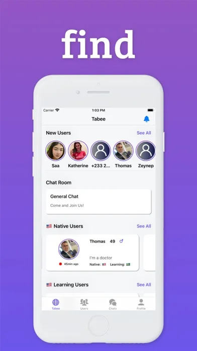 Tabee – Language Exchange Chat Screenshots