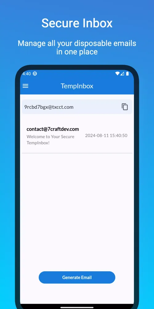 Скриншоты TempInbox