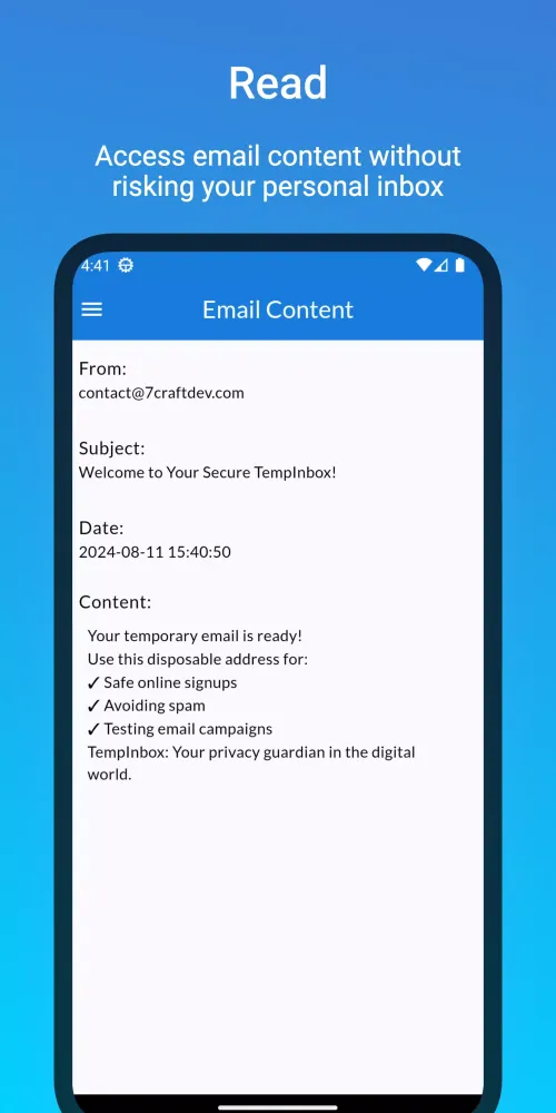 Скриншоты TempInbox
