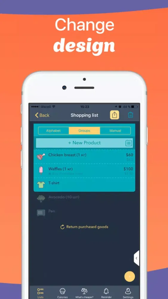 Tangkapan layar Avocadolist Shopping List, Family Grocery Lists