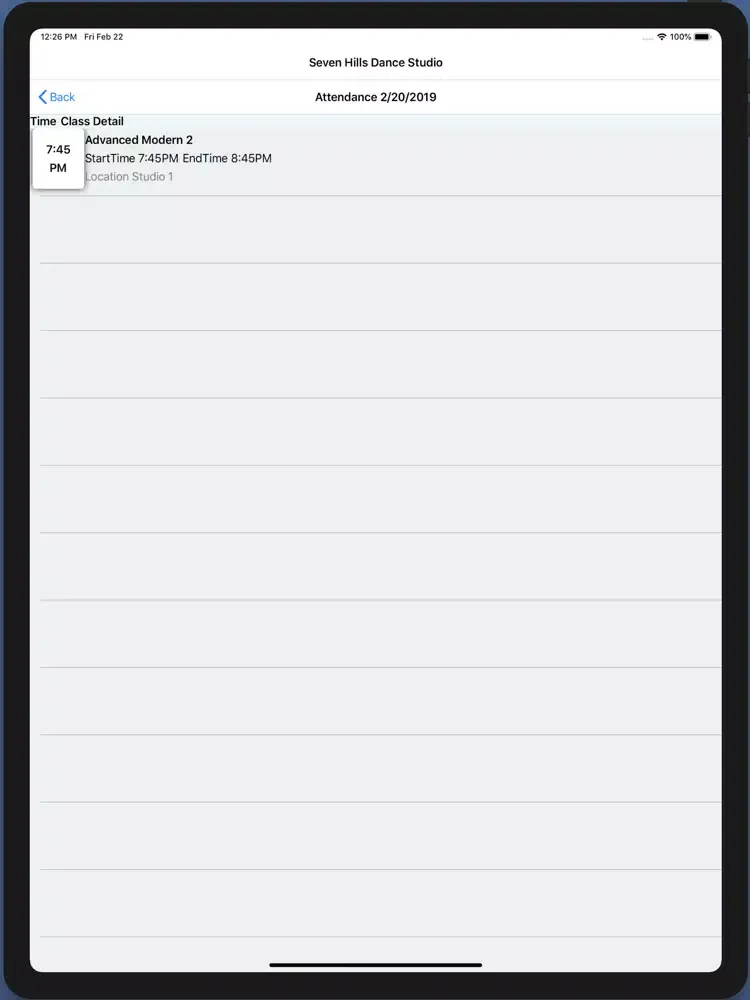 Zrzuty ekranu Seven Hills Dance Studio iPad 