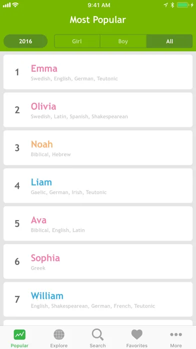 Capturas de tela do Baby Names ‎