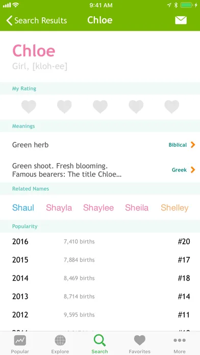 Capturas de tela do Baby Names ‎