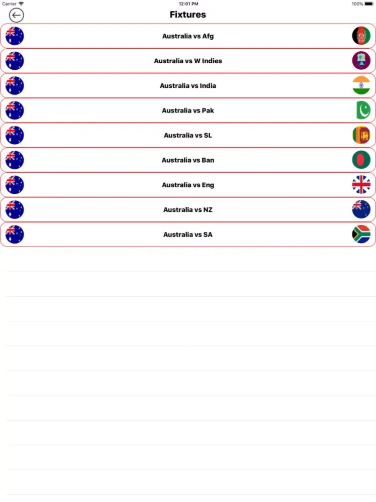 Cricket WC Schedule 2019 iPad  Ekran Görüntüleri