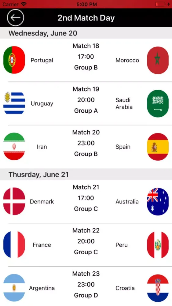 Football WC Schedule 2018 স্ক্রিনশট