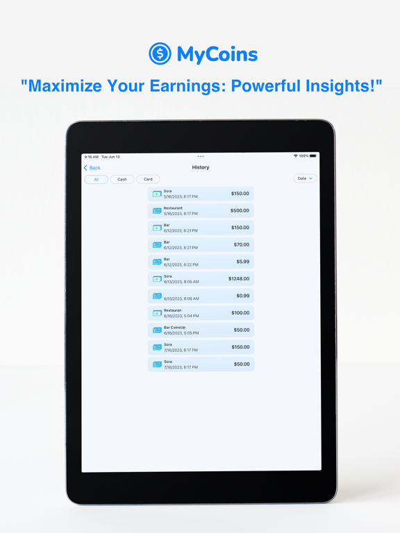 My Coins - your tips tracker! iPad  سکرین شاٹس