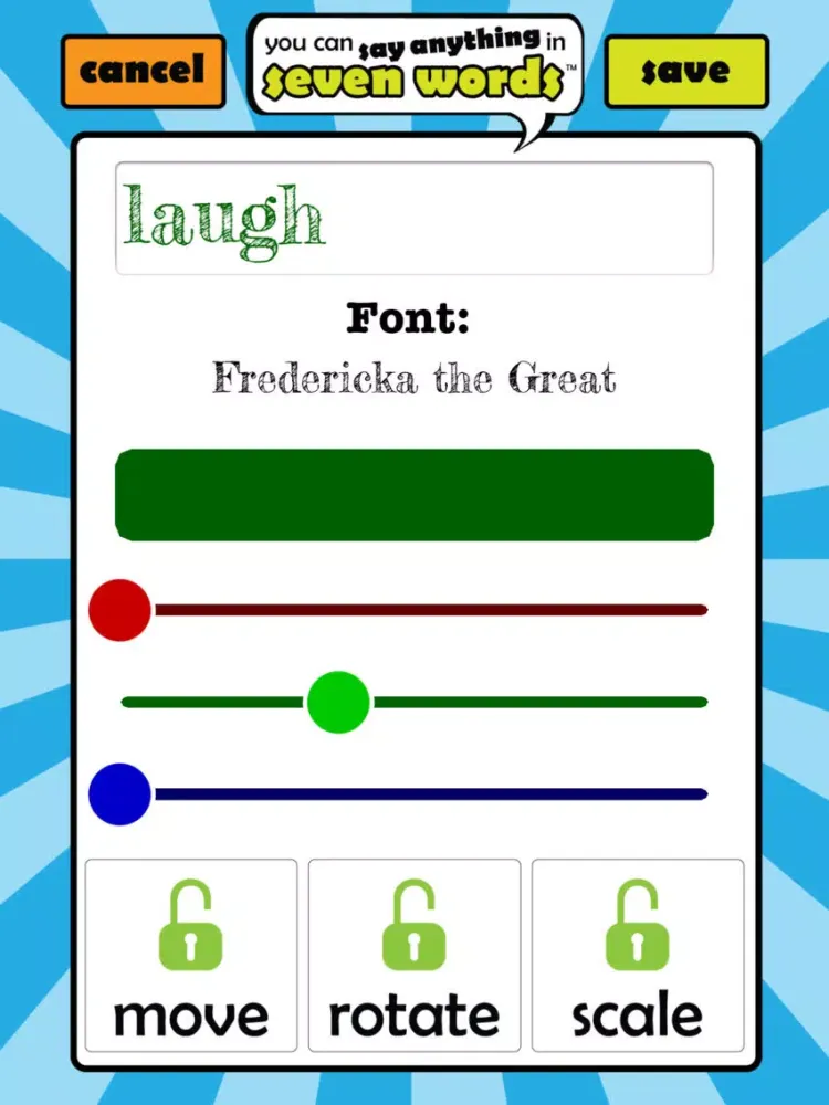 Tangkapan layar Seven Words iPad 