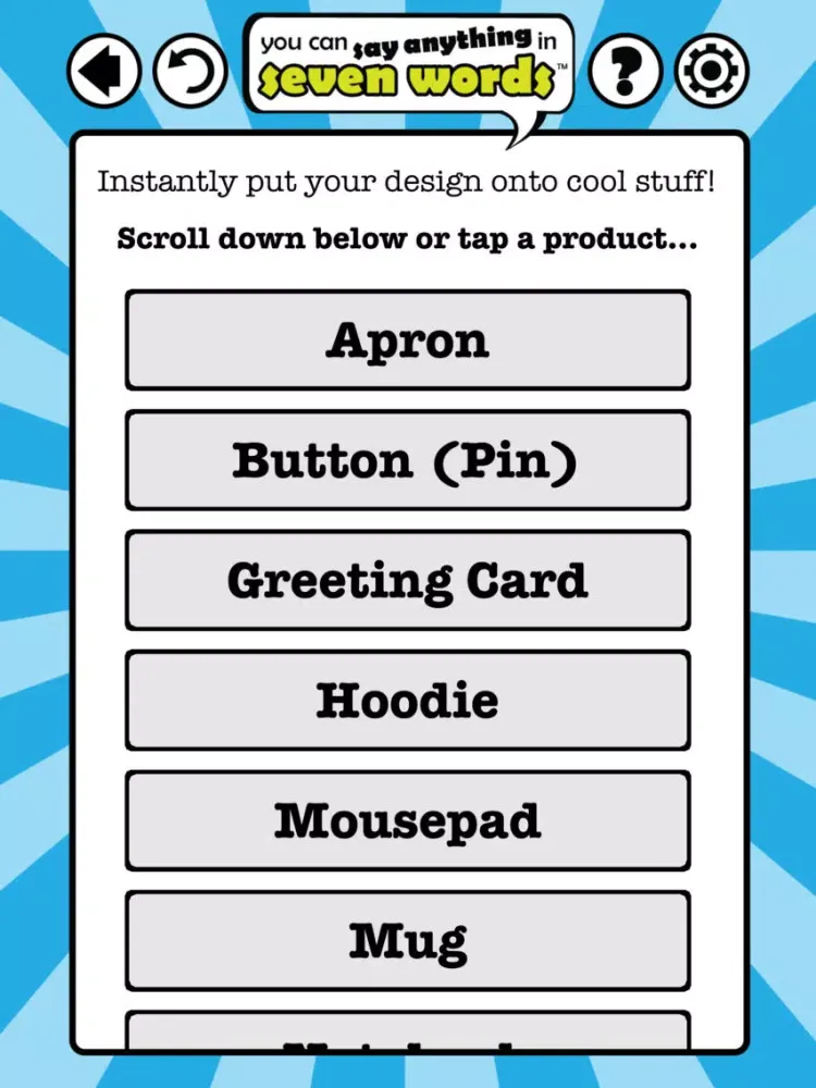 Tangkapan layar Seven Words iPad 