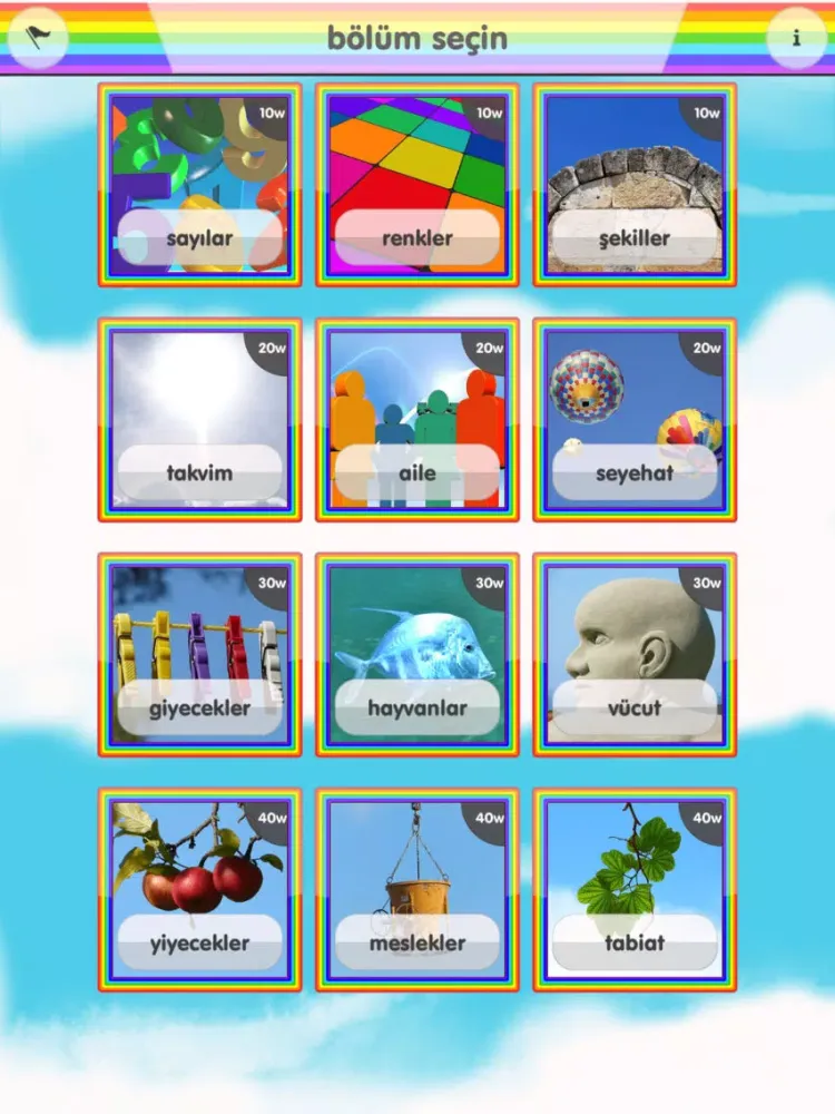 Captures d'écran de Rainbow Turkish Vocabulary Game iPad 