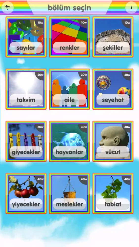 Captures d'écran de Rainbow Turkish Vocabulary Game