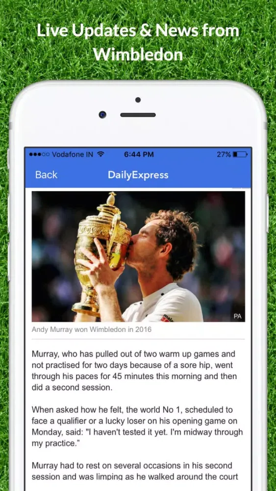 Livescore for Wimbledon 2017 Results and News App Screenshots